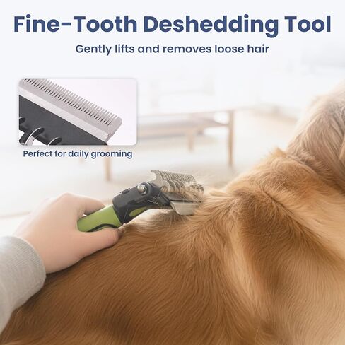 PAWSPIK 3-in-1 Dog Grooming Brush – Undercoat Rake, Deshedding Tool & Comb for Dogs & Cats, Dual-Sided 9 & 17 Teeth Dematting Brush, Anti-Slip Handle, Large in Kuwait