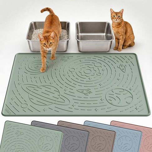 OHMO Cat Litter Mat Large Litter Box Mat, 31.5x23.6 Sage Green, Premium BPA-Free Silicone Rubber Kitty Litter Mat for Litter Box, High Edge Scatter Control Non-Slip Waterproof Litter Trapping Mat in Kuwait