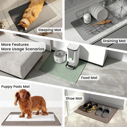 OHMO Cat Litter Mat Large Litter Box Mat, 31.5x23.6 Sage Green, Premium BPA-Free Silicone Rubber Kitty Litter Mat for Litter Box, High Edge Scatter Control Non-Slip Waterproof Litter Trapping Mat in Kuwait