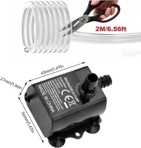 80GPH 5W USB Mini Water Pump With 2M(6.6ft) Clear Tube,300L/H durable fountain water pump for Pond Fountain, Aquariums Fish Tank, Statuary, Hydroponic 2-Pcs in Kuwait
