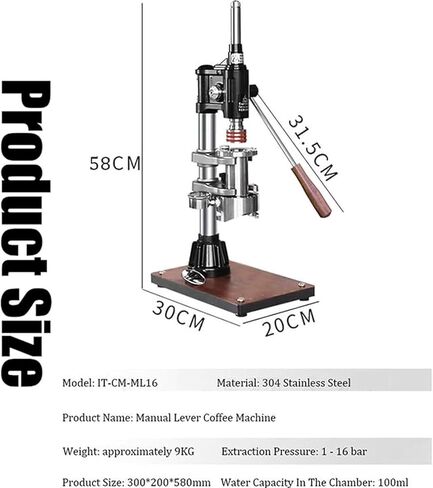 Manual Espresso Machine, 1-16 Bar Hand Press Coffee Maker with Pressure Gauge, Stainless Steel for Home Baristas & Outdoor Use in Kuwait