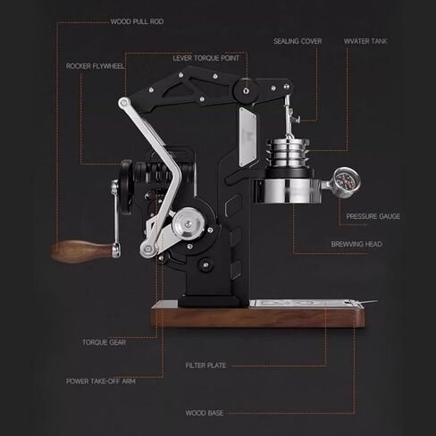 Manual Espresso Maker - Hand Crank, 58mm Portafilter, Adjustable Pressure, Perfect for Home & Commercial Use, Portable Coffee Machine in Kuwait
