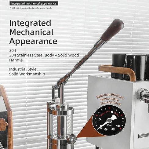 Portable Espresso Maker - Hand-Pressed Coffee Machine,Wooden Handle, 58mm Portafilter Compatible, for Cappuccino, Latte, Macchiato in Kuwait