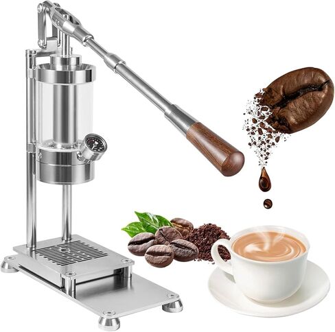Manual Espresso Machine, Hand Press Coffee Maker with 58mm Portafilter, Up to 16 Bar Pressure for Cappuccino and Latte in Kuwait