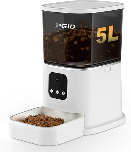 Automatic Cat Feeder,2.4G WiFi Automatic Dog Food Dispenser，Auto Dog Feeder with APP Control,5L Timed Auto Cats Food Dispenser w 2-Way Audio for Multiple Pet in Kuwait