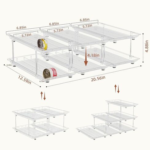 Attelite Cat Food Can Organizer, 2 Tier Can Organizer for Pantry, Rolling Stackable Cat Food Storage Rack Holds 96 (3oz) Cans, Canned Food Organizer for Pantry Kitchen Cabinet in Kuwait