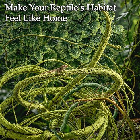 Reptile Plants 10 Pcs Terrarium Hanging Plant Vines Jungle Climbing Vines Tank Accessories Decorations with Suction Cups for Bearded Dragon Lizard Snake Geckos Chameleon in Kuwait