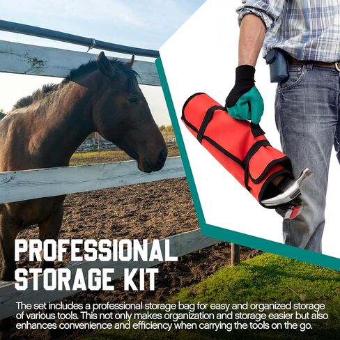 11 Pcs 14 Inch Farrier Tools Kit Horse Shoeing Tools Hoof Trimming Set with Storage Bag for Horses Cattle Sheep and Donkeys in Kuwait