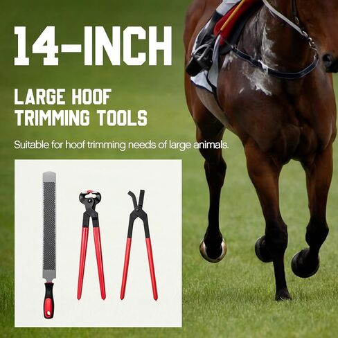 11 Pcs 14 Inch Farrier Tools Kit Horse Shoeing Tools Hoof Trimming Set with Storage Bag for Horses Cattle Sheep and Donkeys in Kuwait