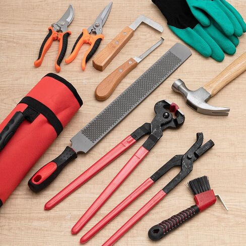11 Pcs 14 Inch Farrier Tools Kit Horse Shoeing Tools Hoof Trimming Set with Storage Bag for Horses Cattle Sheep and Donkeys in Kuwait