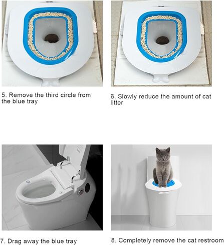 Cat Toilet Training Kit Adjustable Steps Non Slip Silicone Base, Gradually Transition from Litter Box to Human Toilet, Save on Litter Costs for Indoor Cat Owners in Kuwait