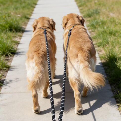 مزدوج مقود الكلب مقرنة مزدوجة نهاية نقطتين الكلب المقود التحكم عاكس DogLead الفاصل مقابض ناعمة مبطنة لا متشابكة حبل للتدريب على المشي in Kuwait