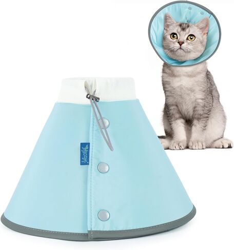 MIGOHI Soft Cat Cone Collar,Adjustable Cone for Cats After Surgery to Stop Licking,Reflective Elizabethan Recovery Collar for Kittens,Prevents Scratching for Wound,Spay & Neuter,M,Blue in Saudi Arabia