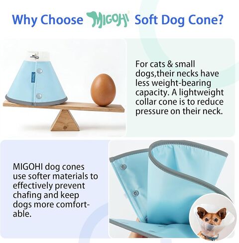 MIGOHI Soft Cat Cone Collar,Adjustable Cone for Cats After Surgery to Stop Licking,Reflective Elizabethan Recovery Collar for Kittens,Prevents Scratching for Wound,Spay & Neuter,M,Blue in Saudi Arabia
