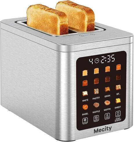 Mecity 4 Slice Toaster Wide Slot, Auto Lift Keep Warm Smart Toaster with Touch Screen, Dual Control Panel, Defrost, Auto Shut Off Digital Toasters for Bagel Muffin Waffle Gluten Free Breads1700W 120V in Saudi Arabia