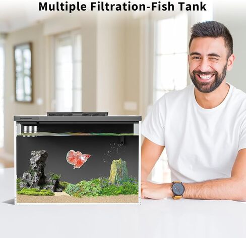 ERAARK 4 Gallon Betta Fish Tank,Smart APP Control Aquarium with Filter,Light,Water Pump,Self Cleaning in Kuwait