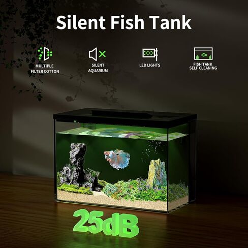 ERAARK 4 Gallon Betta Fish Tank,Smart APP Control Aquarium with Filter,Light,Water Pump,Self Cleaning in Kuwait