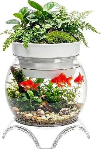3 جالون PET Aquaponic Betta Fish Tank Aquaponic مع قاعدة وأعلى، حوض أسماك كبير مقاوم للكسر مع وضوح واضح لتررم، مزهرية زهرة هدية مركزية لمحبي الأسماك in Kuwait