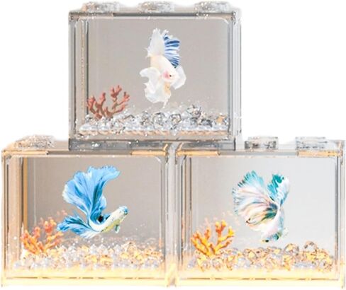 FLAdorepet 3 Packs 0.3 Gallon Small Betta Fish Tank Bowl,Stackable Clear Acrylic Aquarium Kit for Snails Mini Fish Shrimp,Small Fish Bowl for Temporary Space in Kuwait