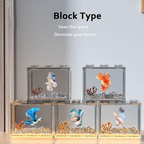 FLAdorepet 3 Packs 0.3 Gallon Small Betta Fish Tank Bowl,Stackable Clear Acrylic Aquarium Kit for Snails Mini Fish Shrimp,Small Fish Bowl for Temporary Space in Kuwait