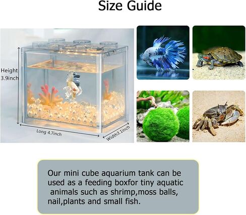 FLAdorepet 3 Packs 0.3 Gallon Small Betta Fish Tank Bowl,Stackable Clear Acrylic Aquarium Kit for Snails Mini Fish Shrimp,Small Fish Bowl for Temporary Space in Kuwait