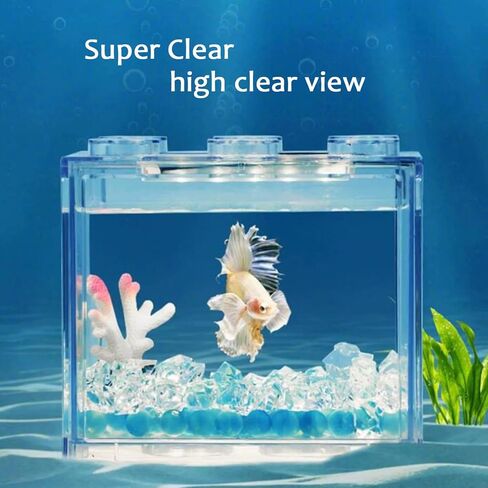 FLAdorepet 3 Packs 0.3 Gallon Small Betta Fish Tank Bowl,Stackable Clear Acrylic Aquarium Kit for Snails Mini Fish Shrimp,Small Fish Bowl for Temporary Space in Kuwait