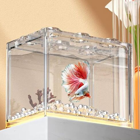 FLAdorepet 3 Packs 0.3 Gallon Small Betta Fish Tank Bowl,Stackable Clear Acrylic Aquarium Kit for Snails Mini Fish Shrimp,Small Fish Bowl for Temporary Space in Kuwait