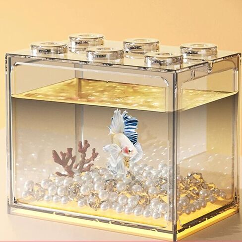 FLAdorepet 3 Packs 0.3 Gallon Small Betta Fish Tank Bowl,Stackable Clear Acrylic Aquarium Kit for Snails Mini Fish Shrimp,Small Fish Bowl for Temporary Space in Kuwait