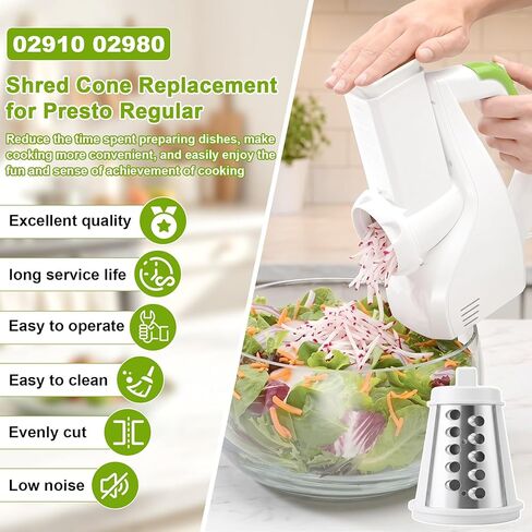 Shred Cone Replacement for Presto Regular Salad Shooter 02910 02980, Salad Shooter Sherd Cone Replacement Part Ideal for Shredding Cheese,Grating Chocolate,Pizzas,Kitchen Essential (with brush) in Kuwait