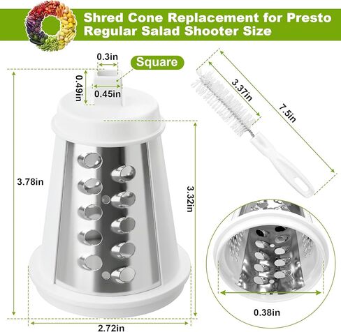 Shred Cone Replacement for Presto Regular Salad Shooter 02910 02980, Salad Shooter Sherd Cone Replacement Part Ideal for Shredding Cheese,Grating Chocolate,Pizzas,Kitchen Essential (with brush) in Kuwait