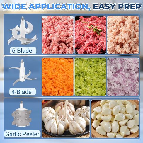 Electric Food Processor(8.5Cups+8.5Cups)【800W Pure Copper Motor】【2 Sets SUS 304 Blade】 Electric Food Chopper with 2 Bowls, Meat Grinder for Meat, Vegetable, Garlic, Onion, Baby Food (Black) in Kuwait
