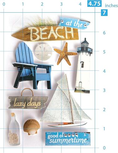 Paper House Productions STDM-0085E 3D Cardstock Stickers, At the Beach 4.5"x8.5" in Saudi Arabia
