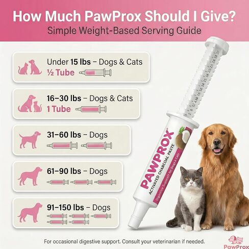 جل الفحم المنشط للكلاب من PawProx للتسمم، 30 سم مكعب من الفحم المنشط للإسعافات الأولية للكلاب، يستخدم للحيوانات فقط الكلاب والقطط للتسمم الإسعافات الأولية in Kuwait