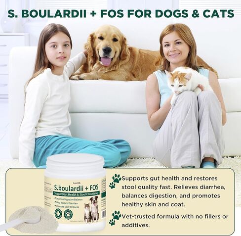 S.boulardii + FOS Pet Probiotic Powder للكلاب والقطط، 6.7 مليار CFU، دعم الأمعاء والمناعة، البراز السائب وتخفيف اضطرابات الجهاز الهضمي، يحسن تناسق البراز، صحة الجلد، موصى به من قبل الأطباء البيطريين in Kuwait