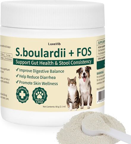 S.boulardii + FOS Pet Probiotic Powder للكلاب والقطط، 6.7 مليار CFU، دعم الأمعاء والمناعة، البراز السائب وتخفيف اضطرابات الجهاز الهضمي، يحسن تناسق البراز، صحة الجلد، موصى به من قبل الأطباء البيطريين in Kuwait