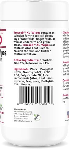 Topical Chlorhexidine Wipes for Dogs & Cats, Ketoconazole & Chlorhexidine Wipes and with a Light Scent (USA) (Ketoconazole & Chlorhexidin, 60 Count XL) in Kuwait