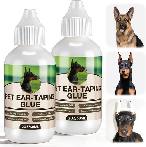2 Pack Liquid Bonding Cement for Dogs (60ml Each), Pet Ear Taping Glue, Dog Ear Bonding Cement, Safe & Non Toxic Skin Adhesive for Pet Training, Waterproof, Easy Wash Off with Soap & Water in Kuwait
