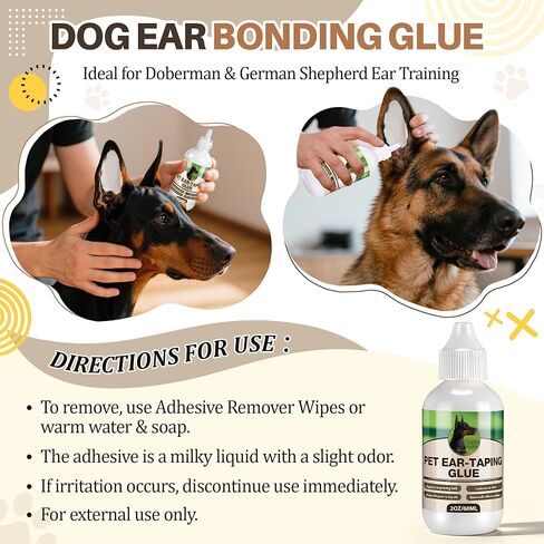 2 Pack Liquid Bonding Cement for Dogs (60ml Each), Pet Ear Taping Glue, Dog Ear Bonding Cement, Safe & Non Toxic Skin Adhesive for Pet Training, Waterproof, Easy Wash Off with Soap & Water in Kuwait