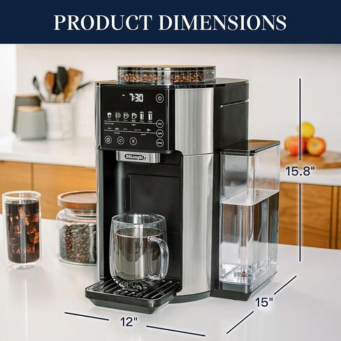 De'Longhi True Brew Drip Coffee Maker, Built in Grinder, Single Serve, 8 oz to 24 oz, Hot or Iced Coffee, Stainless, CAM51025MB (Renewed) in Kuwait