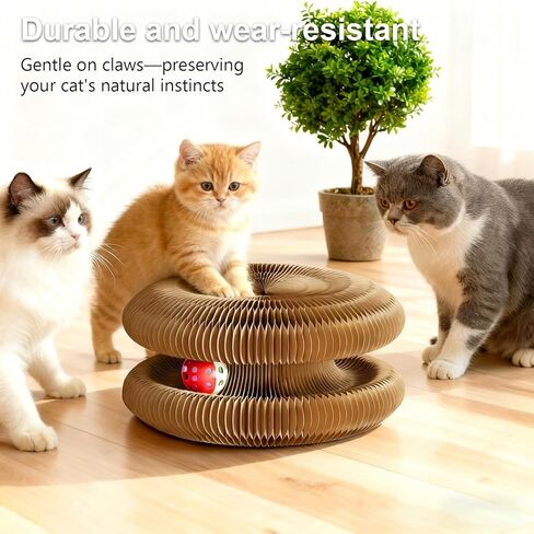 2 Pack Kitty Cat Toy, Cat Scratchers for Indoor Cats, Magic Organ Foldable Cardboard Cat Scratcher, Cat Toy Interactive Relieve Boredom and Exercise Brown in Kuwait