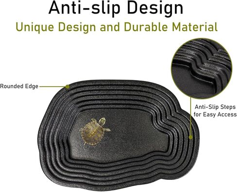 XLarge Reptile Bathing Pool Reptile Feeding Dish Water Bowl with Steps Aquarium Ornament for Gecko, Snake, Turtle, Bearded Dragon, Lizard Bath in Kuwait