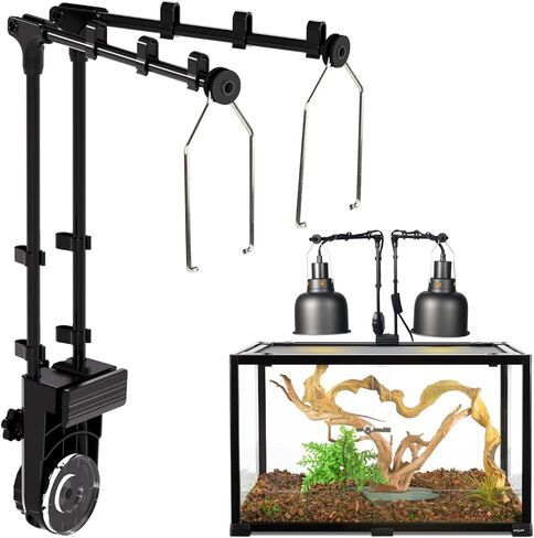 REPTI ZOO Dual Reptile Lamp Stand, Reptile Light Stand with Two Flexible Brackets, Height Adjustable (13.4 inch to 18.5 inch) for Hanging Heat Lamp Holder and Light Fixture in Kuwait