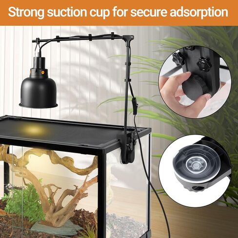 REPTI ZOO Dual Reptile Lamp Stand, Reptile Light Stand with Two Flexible Brackets, Height Adjustable (13.4 inch to 18.5 inch) for Hanging Heat Lamp Holder and Light Fixture in Kuwait