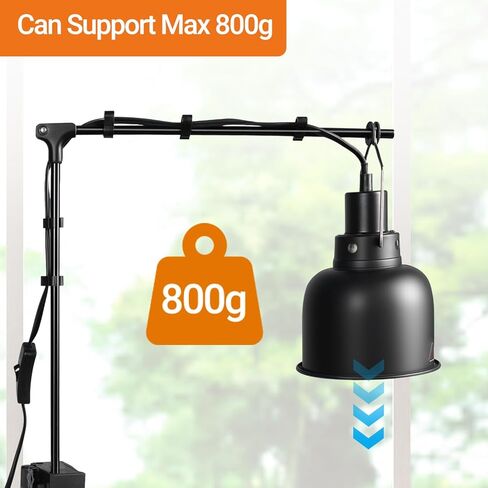 REPTI ZOO Dual Reptile Lamp Stand, Reptile Light Stand with Two Flexible Brackets, Height Adjustable (13.4 inch to 18.5 inch) for Hanging Heat Lamp Holder and Light Fixture in Kuwait