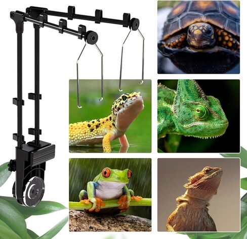 REPTI ZOO Dual Reptile Lamp Stand, Reptile Light Stand with Two Flexible Brackets, Height Adjustable (13.4 inch to 18.5 inch) for Hanging Heat Lamp Holder and Light Fixture in Kuwait