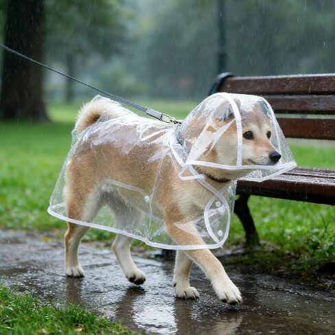 Pet Raincoat Clear Hooded Poncho for Outdoor Waterproof Travel Use Lightweight Jacket for Walking and Home Activities(Transparent,XL) in Kuwait