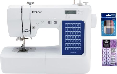 بروذر ماكينة خياطة وخياطة محوسبة CS7000X، 70 غرزة مدمجة، شاشة LCD، طاولة عريضة، 10 اقدام متضمنة، ابيض in Kuwait