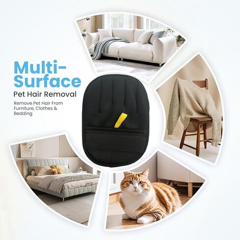 Pet Hair Remover Glove for Dogs & Cats – Reusable Electrostatic Fur Removal Glove for Clothes, Couch, Carpet, Bed & Car Seat with Hanging Hook for Easy Storage in Kuwait