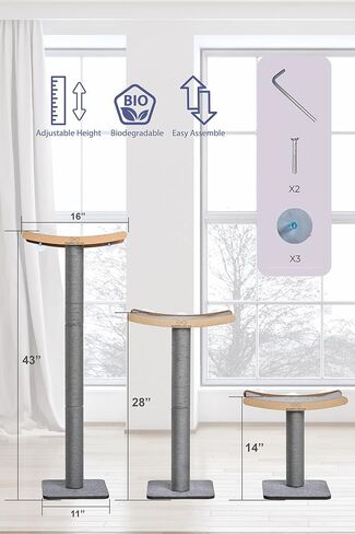 Heavy Duty Cat Window Perch with Scratching Post – Large Scratching Post with Perch, Strong Suction Cups, Eco, Multi-Level Cat Furniture for Indoor Cats (Grey) in Kuwait