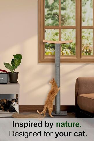 Heavy Duty Cat Window Perch with Scratching Post – Large Scratching Post with Perch, Strong Suction Cups, Eco, Multi-Level Cat Furniture for Indoor Cats (Grey) in Kuwait